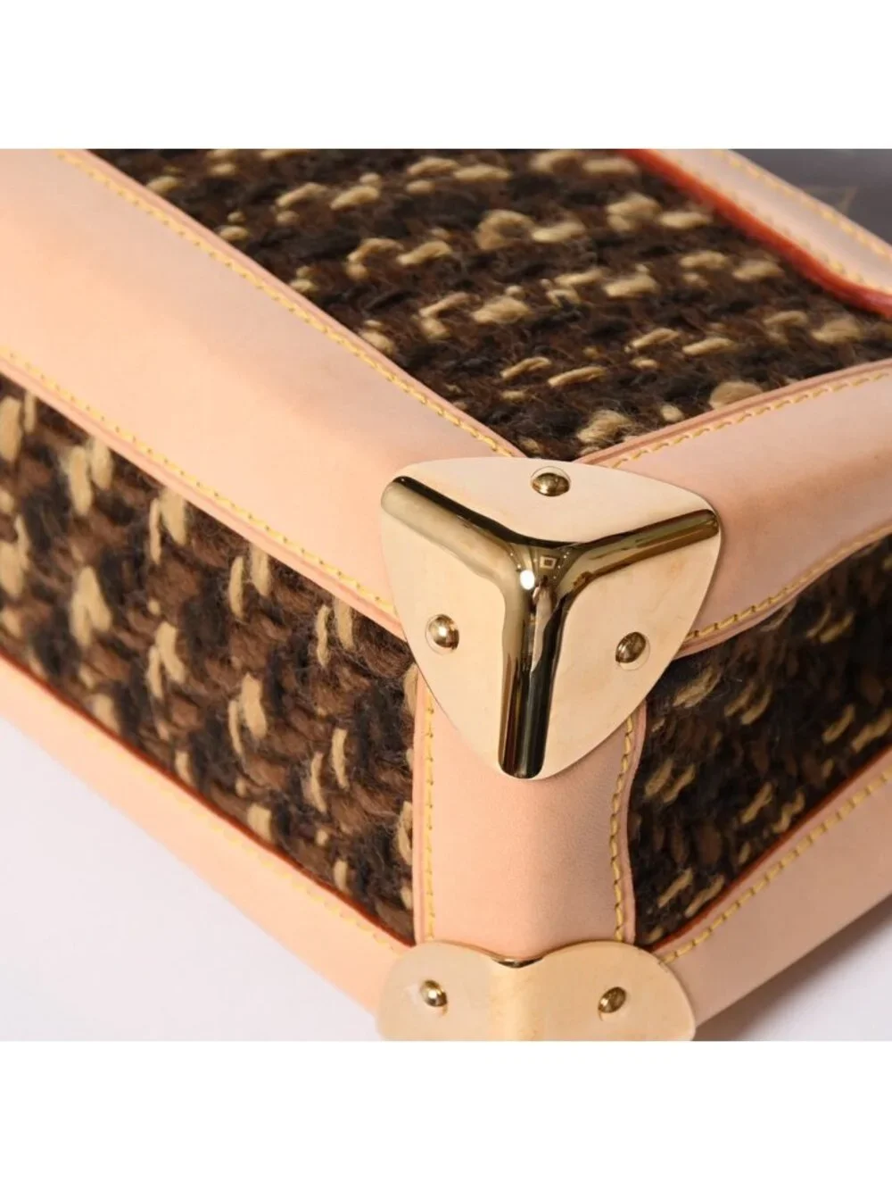 Louis Vuitton Monogram Tweedy Shoulder Bag World Limited Pieces Brown Gold